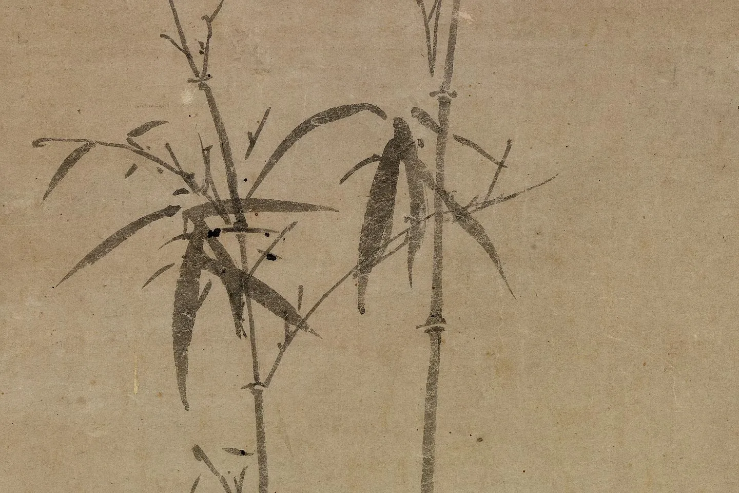 元吴镇水墨竹《竹石图》局部 (2)