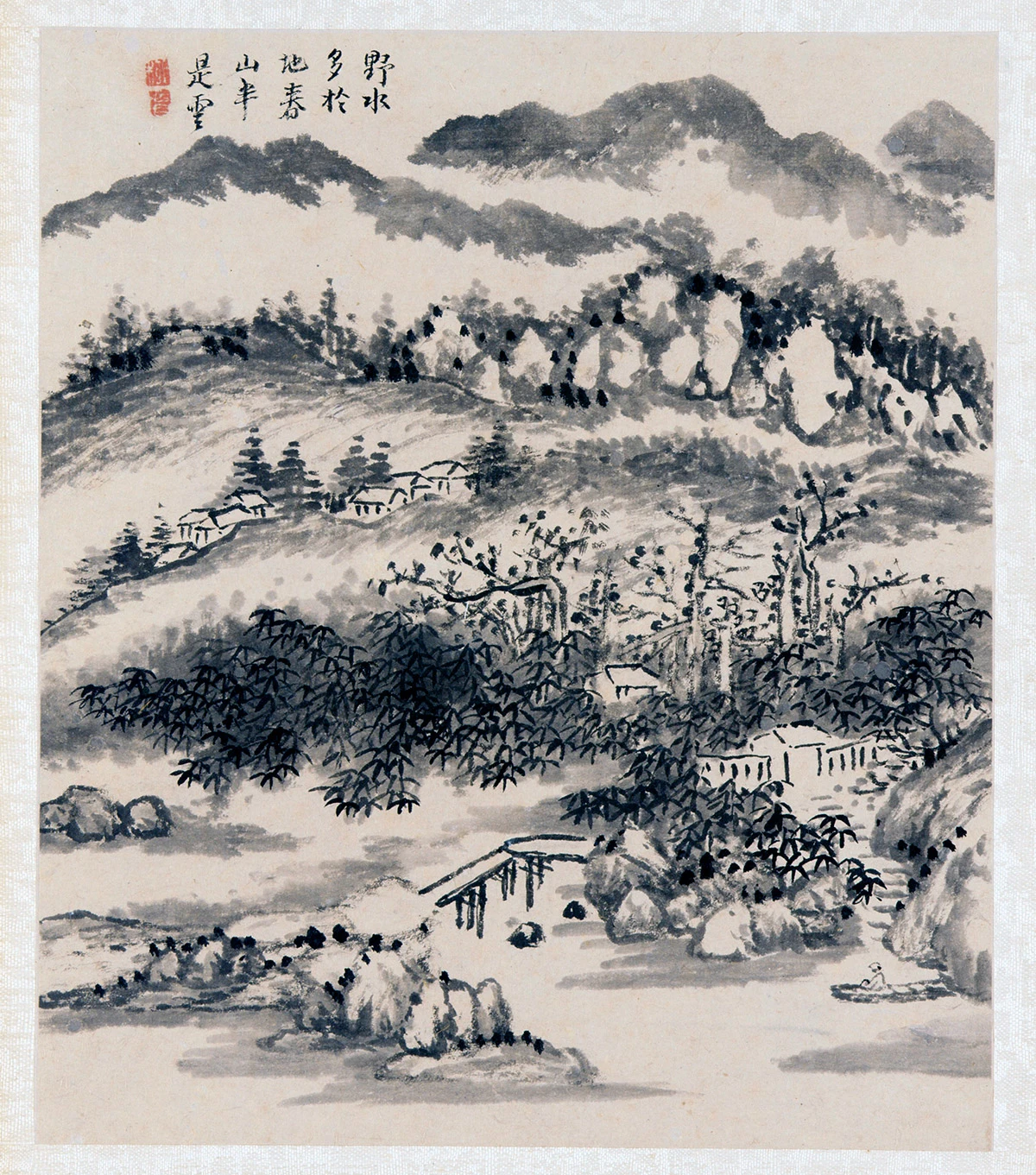 柳堉水墨诗意山水《赵师秀薛氏瓜庐诗意图》