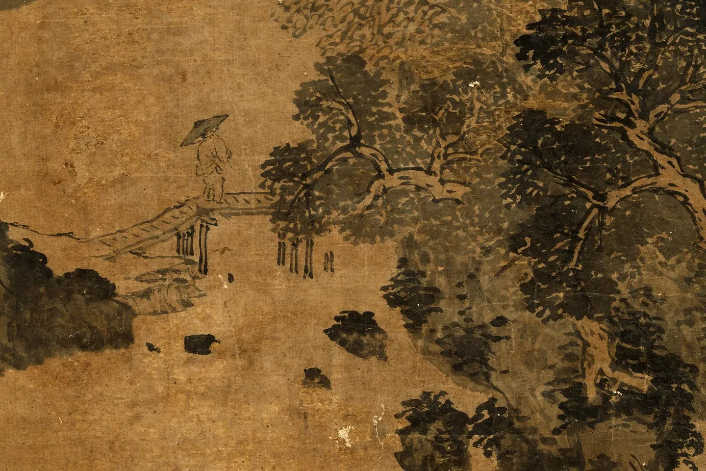 吴镇山水画《溪山雨意图》局部 (3)