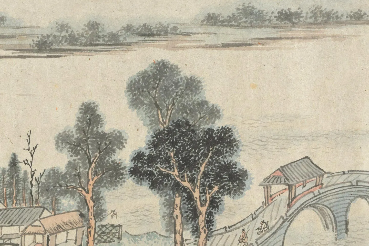 明钱谷山水画《石湖图》局部 (3)