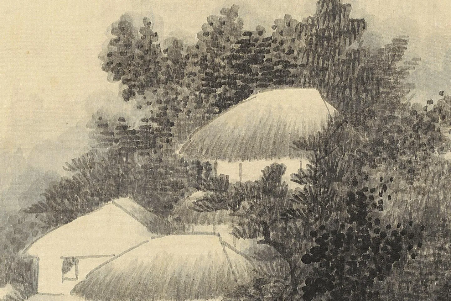 龚贤山水画《群峰石潭图》局部 (2)