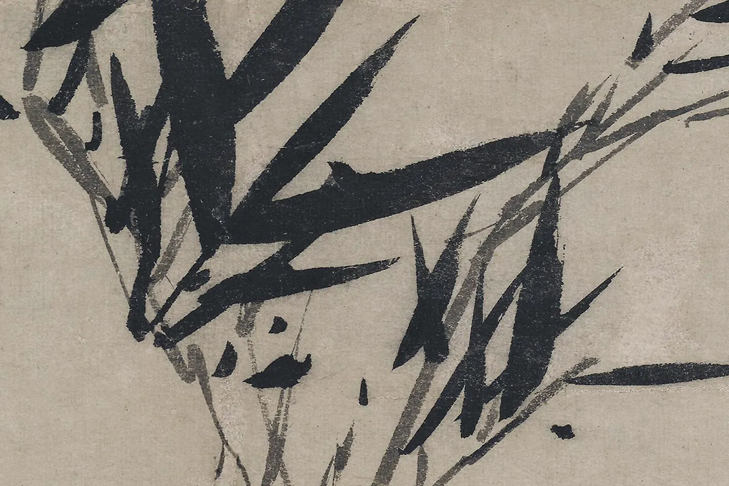 传吴镇水墨竹《风竹图》 (2)