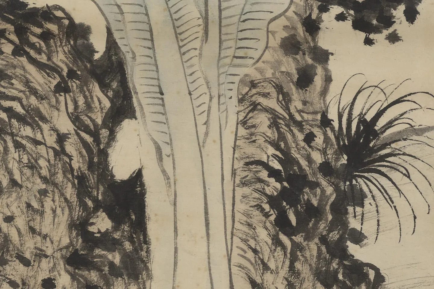 明钱穀《倣王蒙蕉石图》局部 (3)