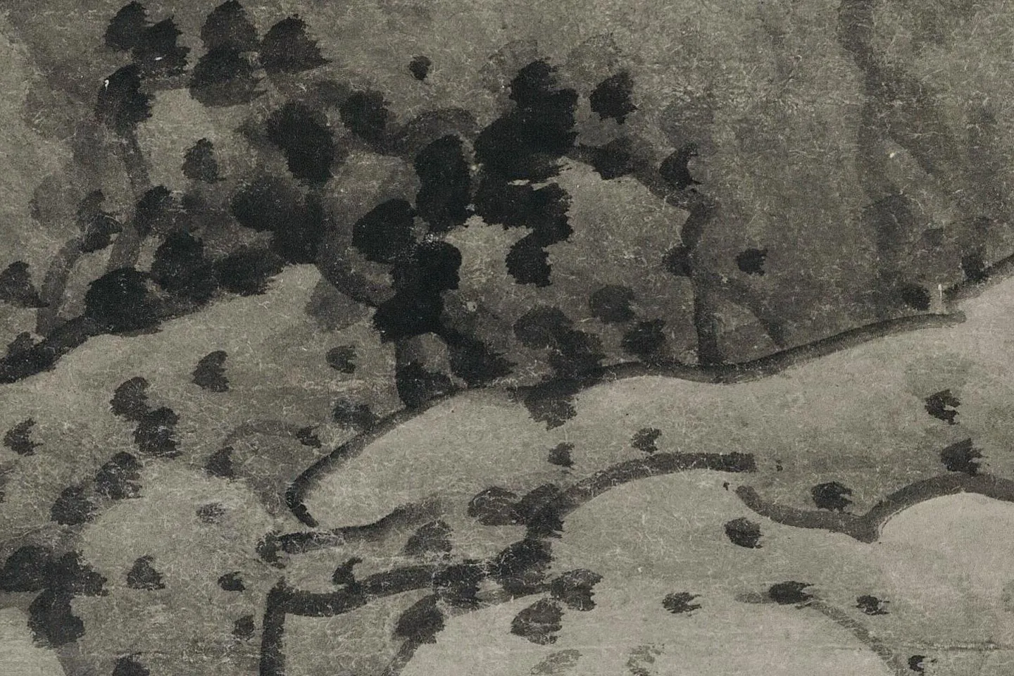 龚贤水墨山水画《溪山隐居图》高清局部图 (4)