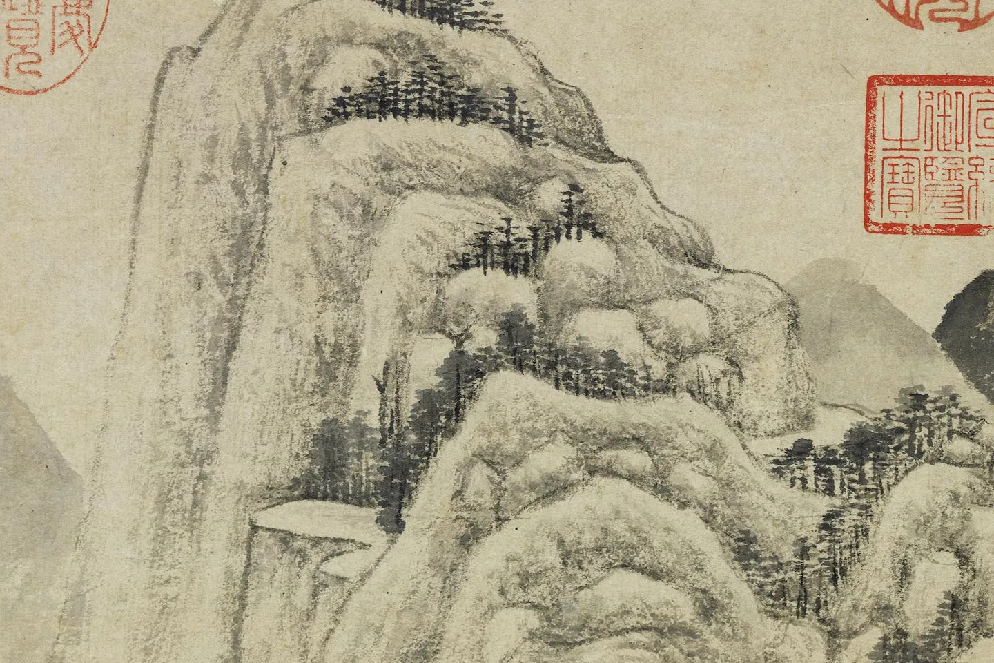 明钱谷画山水轴局部 (6)