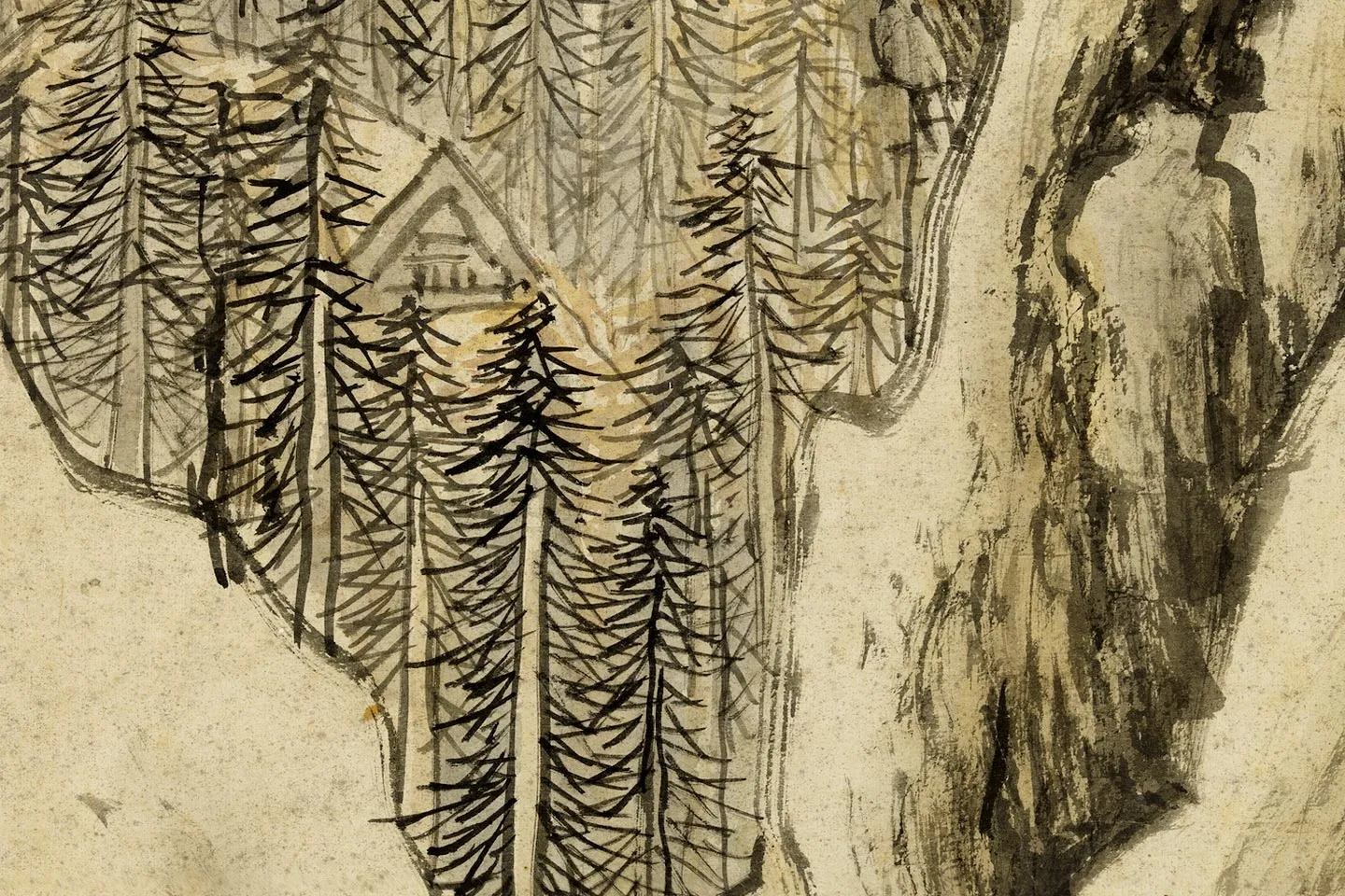 钱谷山水人物画《雪山行旅图》局部 (4)