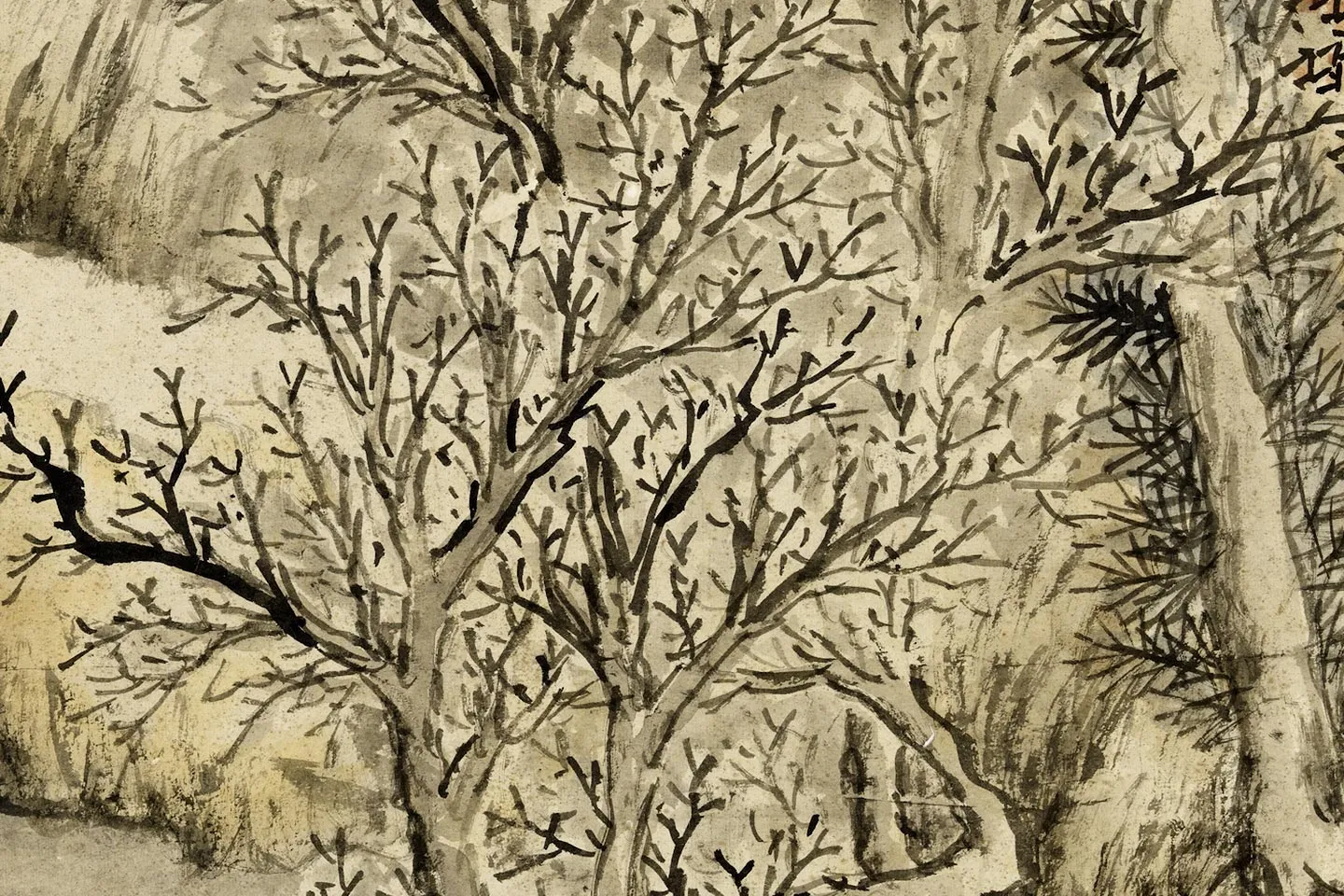 钱谷山水人物画《雪山行旅图》局部 (5)