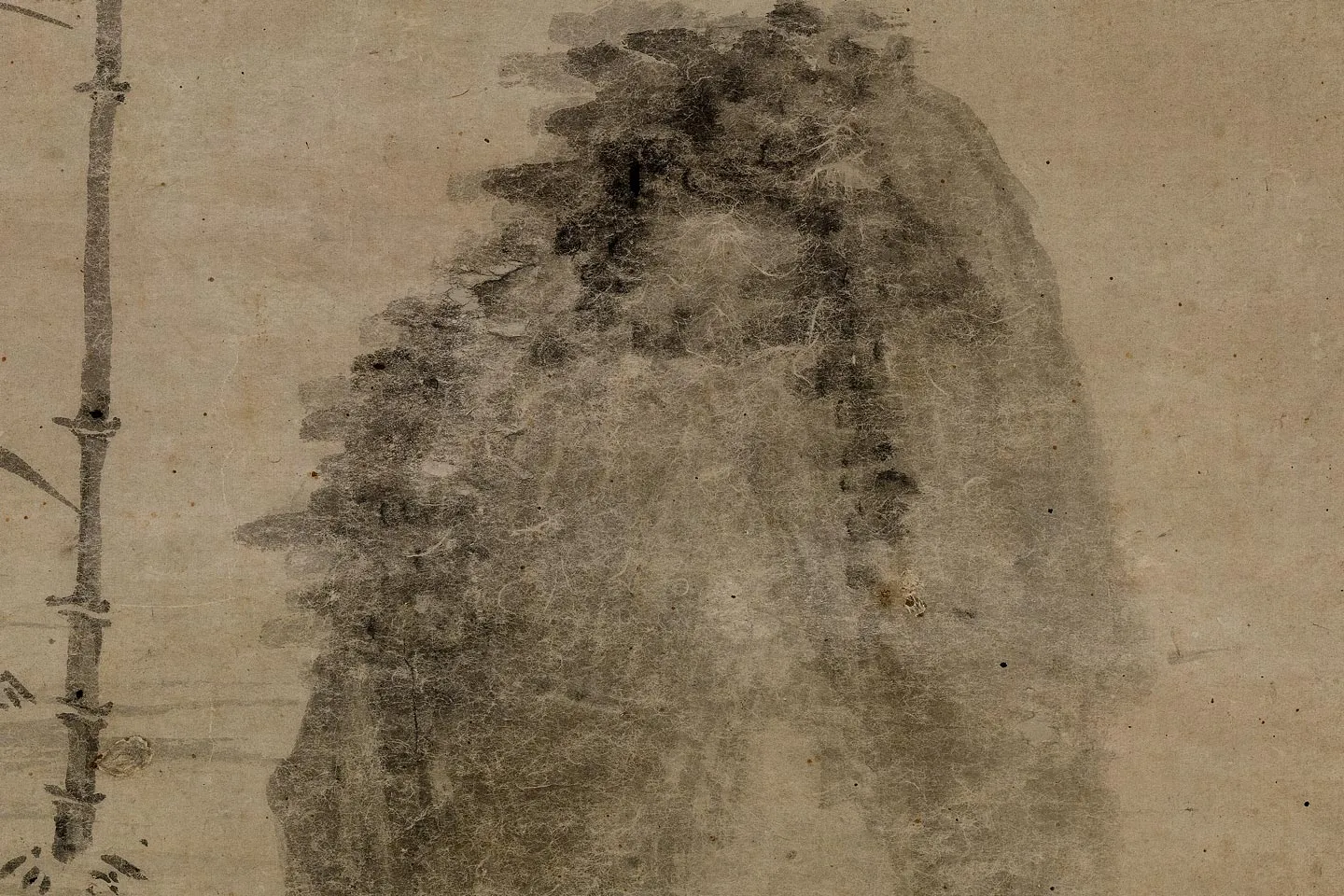 元吴镇水墨竹《竹石图》局部 (5)