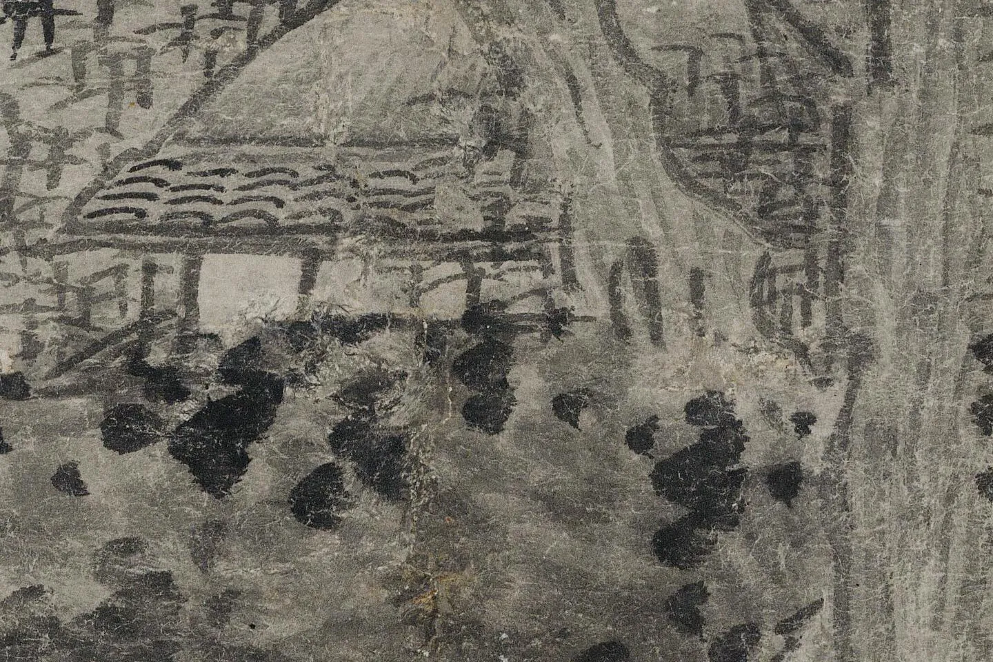 龚贤水墨山水画《溪山隐居图》高清局部图 (7)