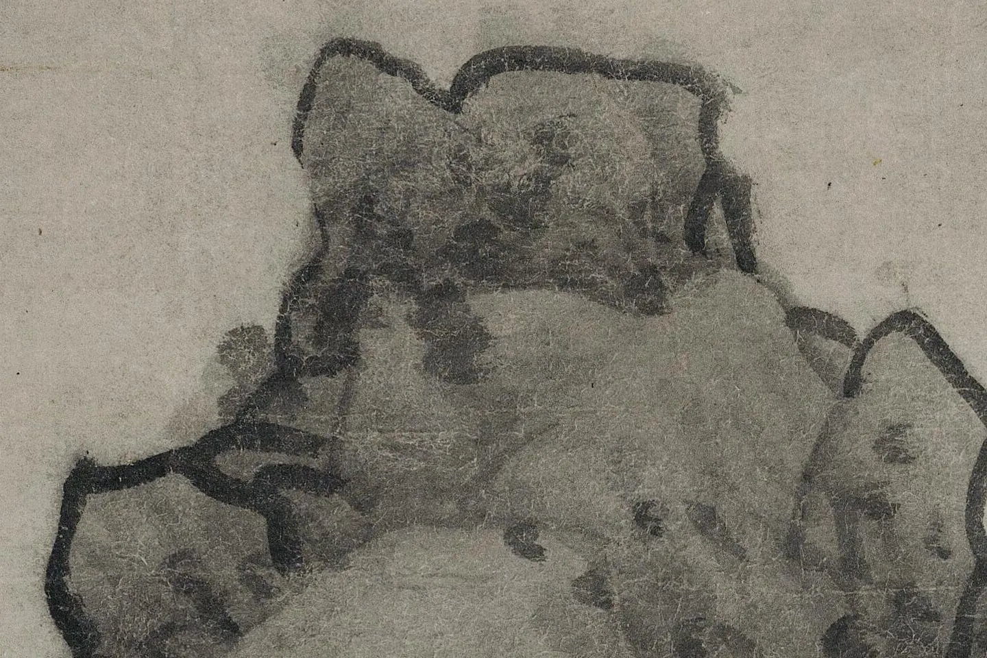 龚贤水墨山水画《溪山隐居图》高清局部图 (2)