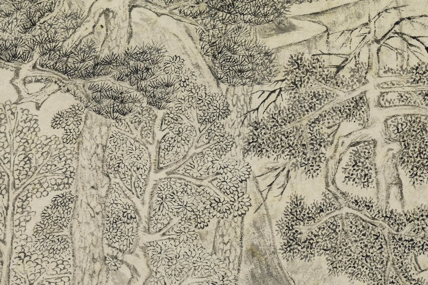 明钱谷画山水轴局部 (2)