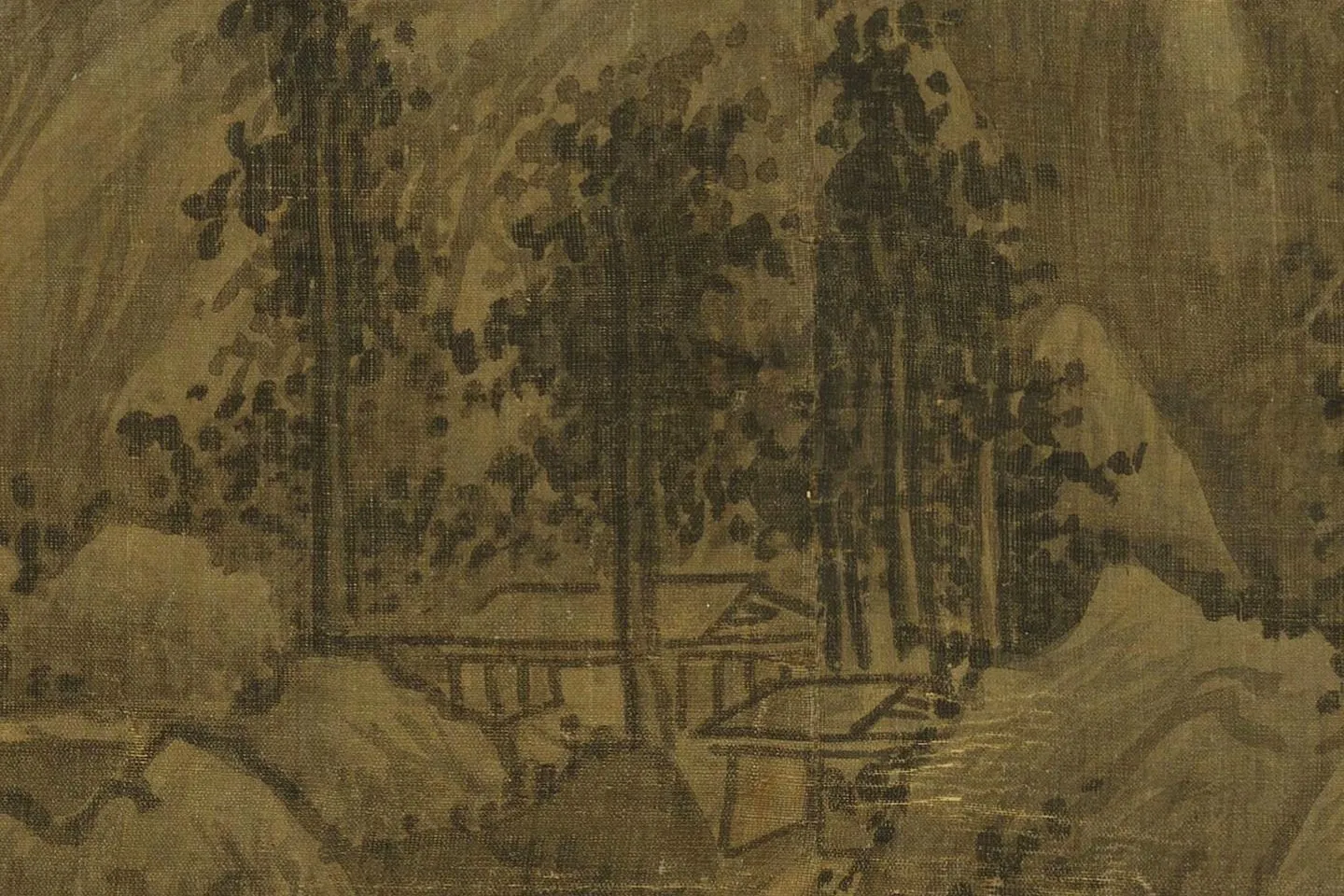 吴镇山水画《清江春晓图》局部 (3)