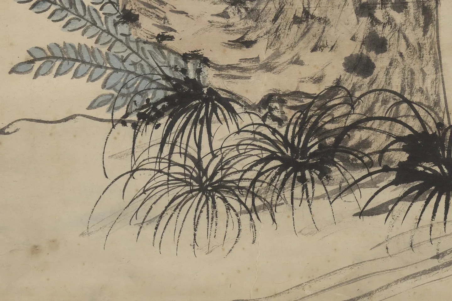 明钱穀《倣王蒙蕉石图》局部 (4)