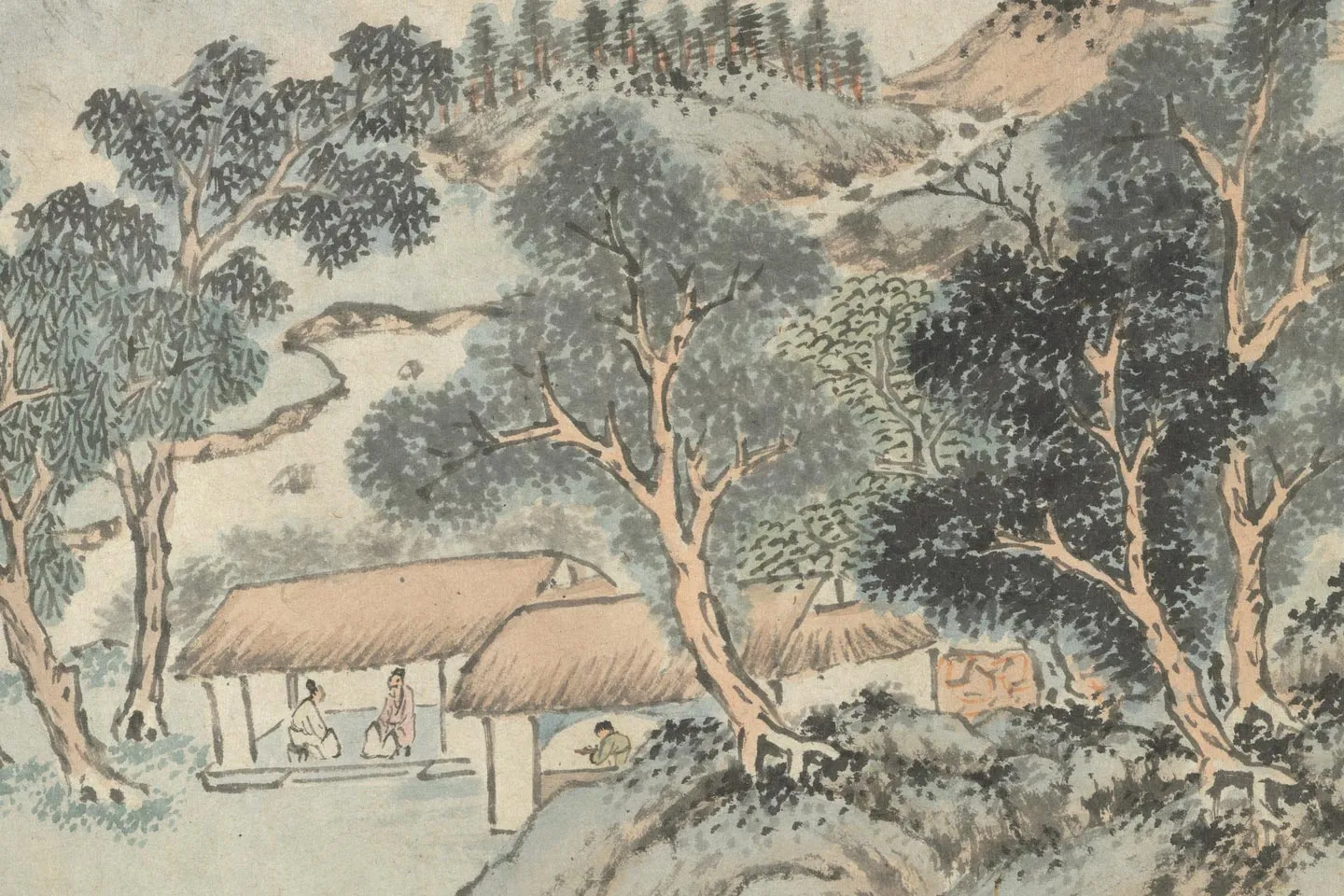 明钱谷山水画《石湖图》局部 (1)