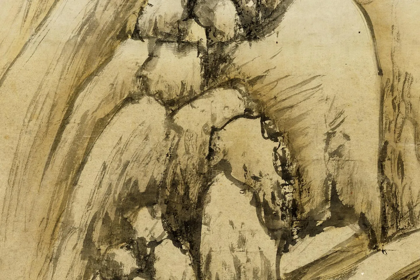 钱谷山水人物画《雪山行旅图》局部 (2)