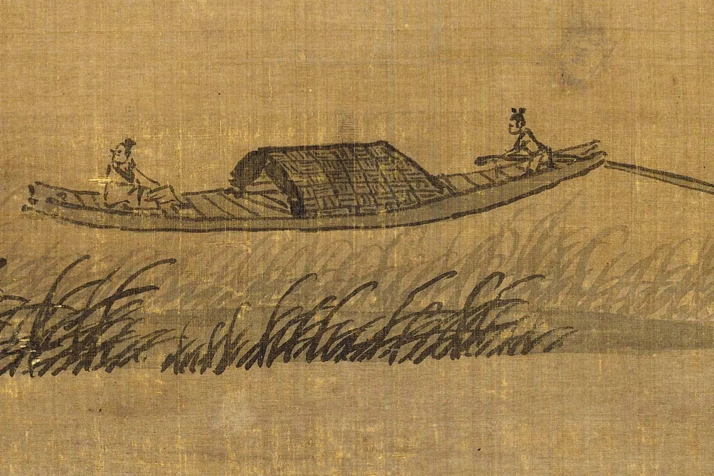 元吴镇渔父图轴局部 (4)