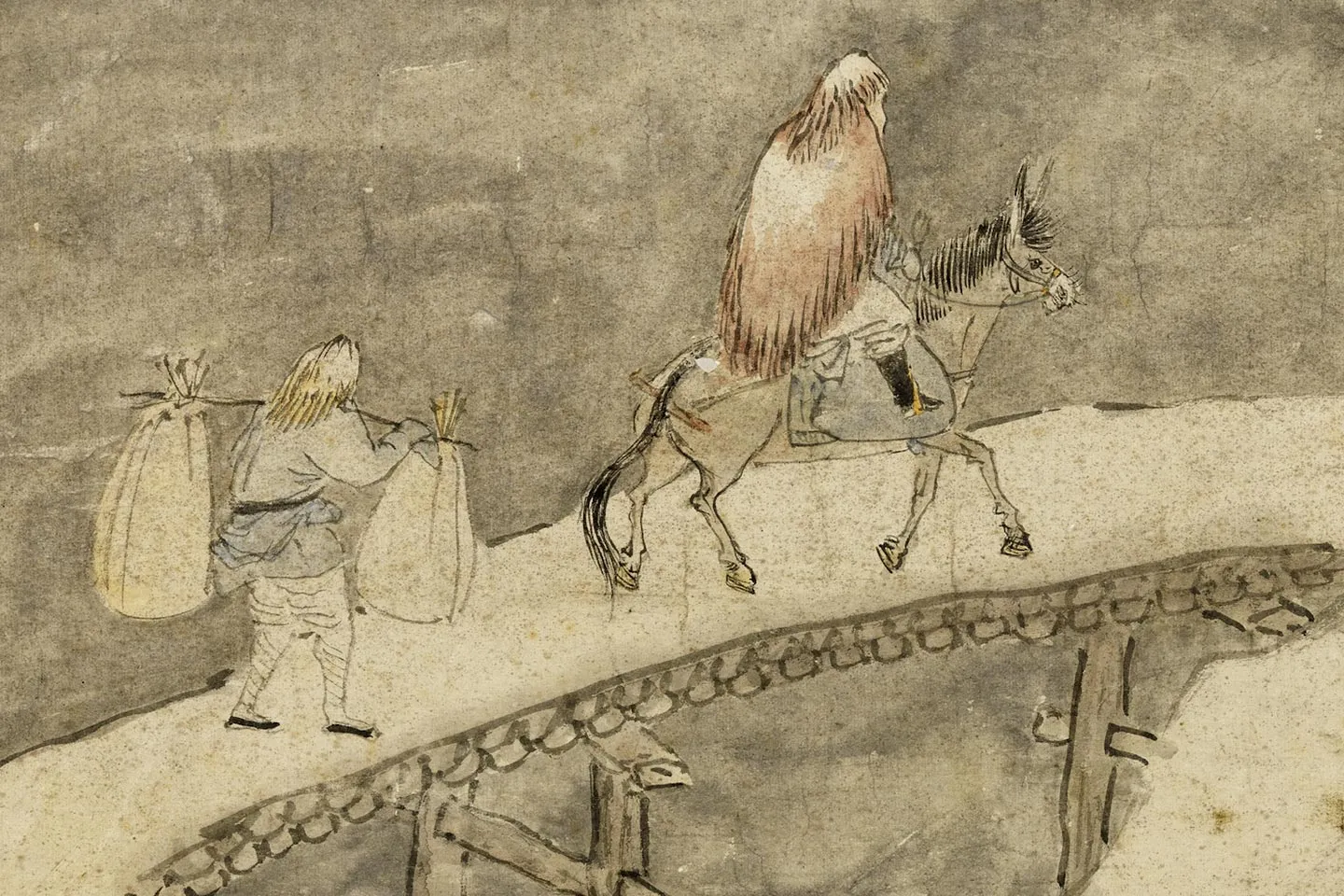 钱谷山水人物画《雪山行旅图》局部 (6)