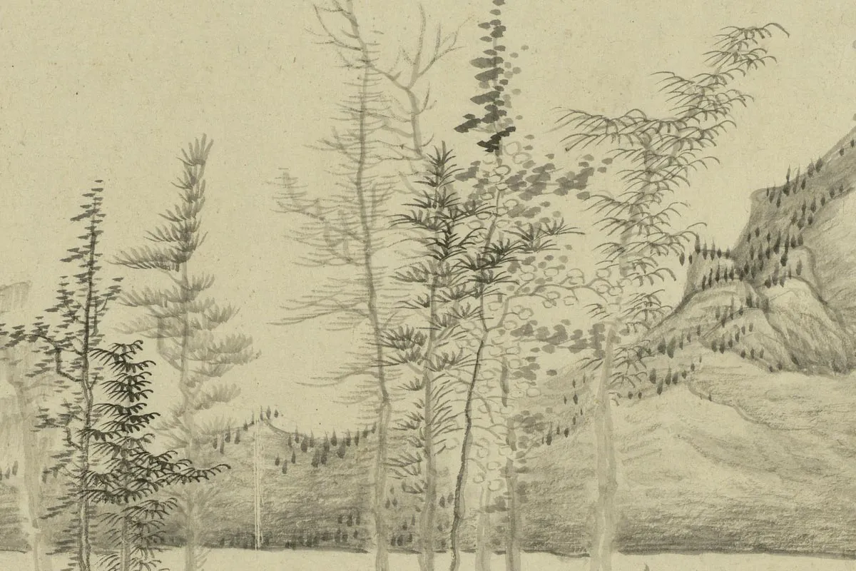 清龚贤《谿山疏树图》局部 (2)