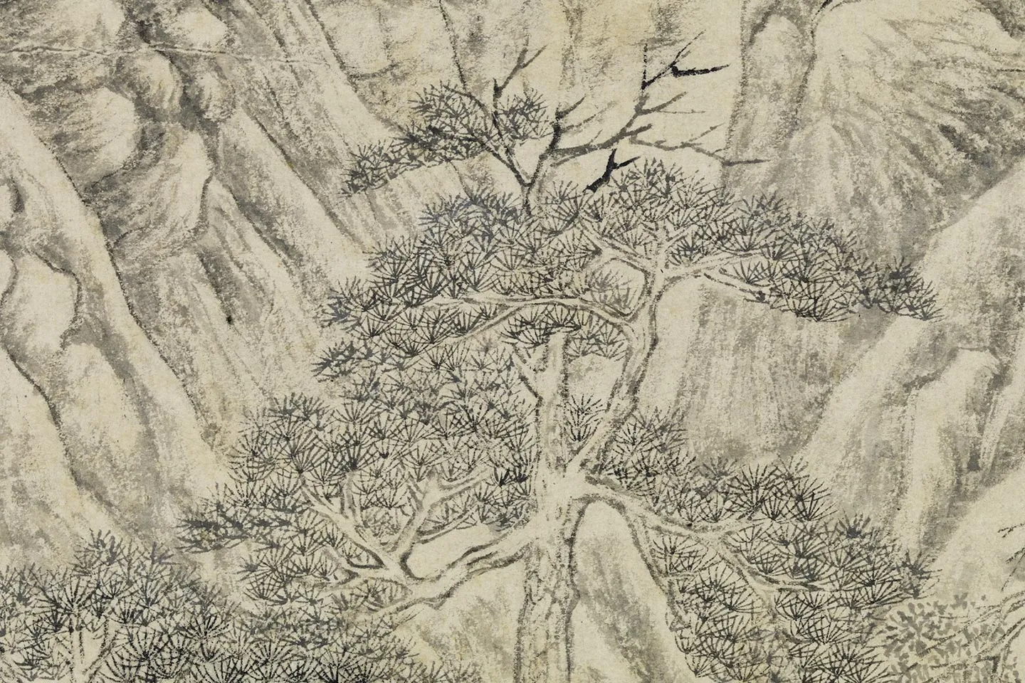 明钱谷画山水轴局部 (3)