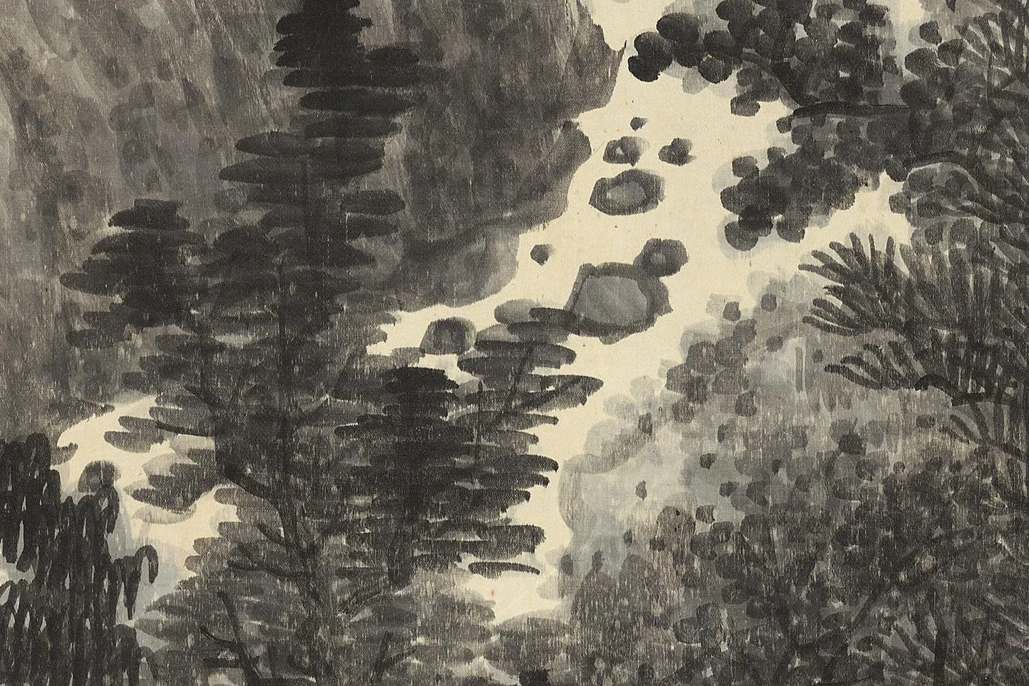 龚贤山水画《群峰石潭图》局部 (5)