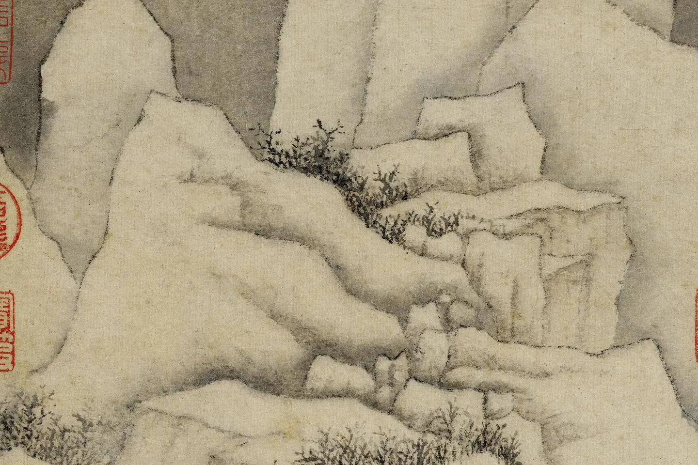 钱谷雪景山水画《画南城看雪图》局部 (5)