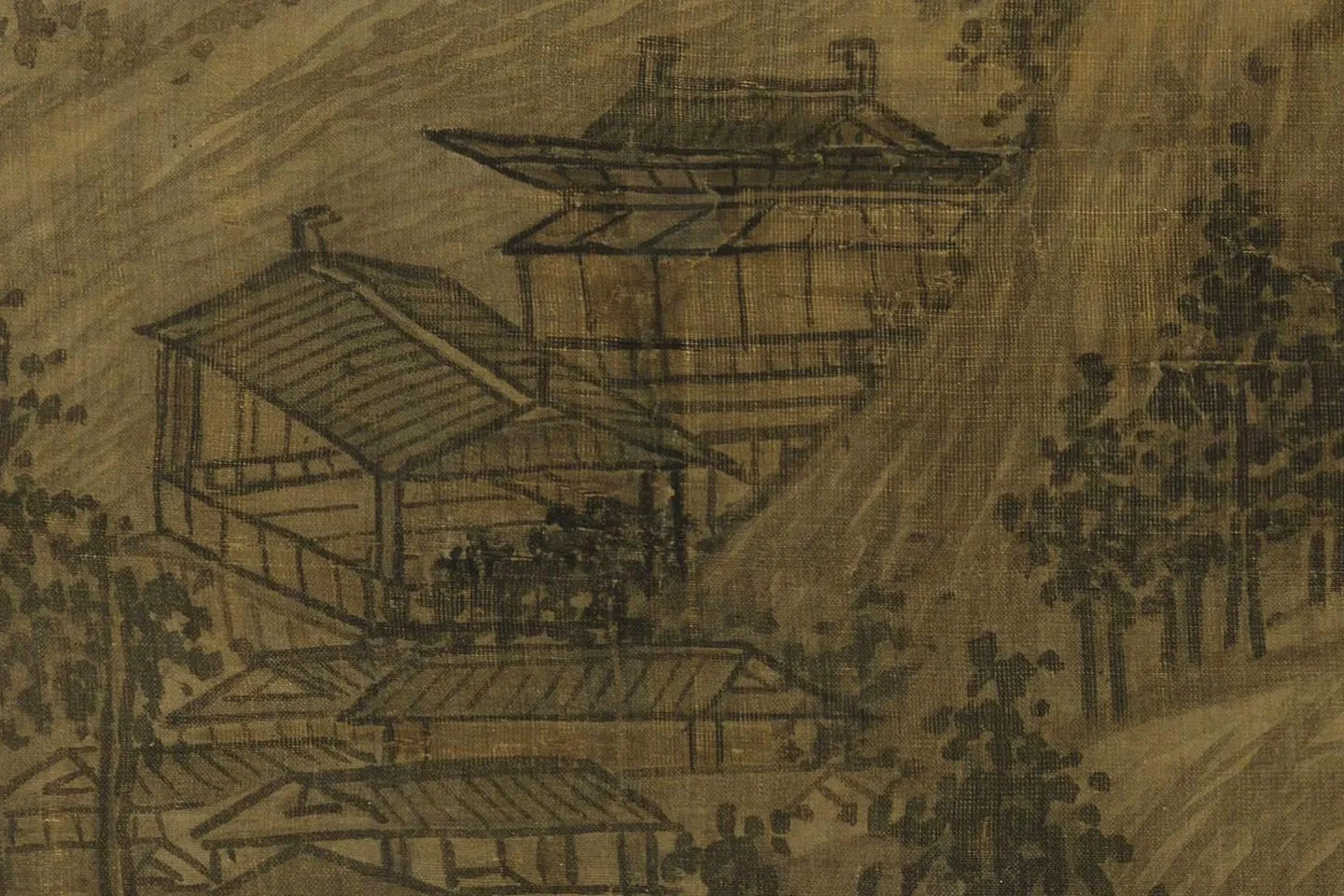 吴镇山水画《清江春晓图》局部 (2)