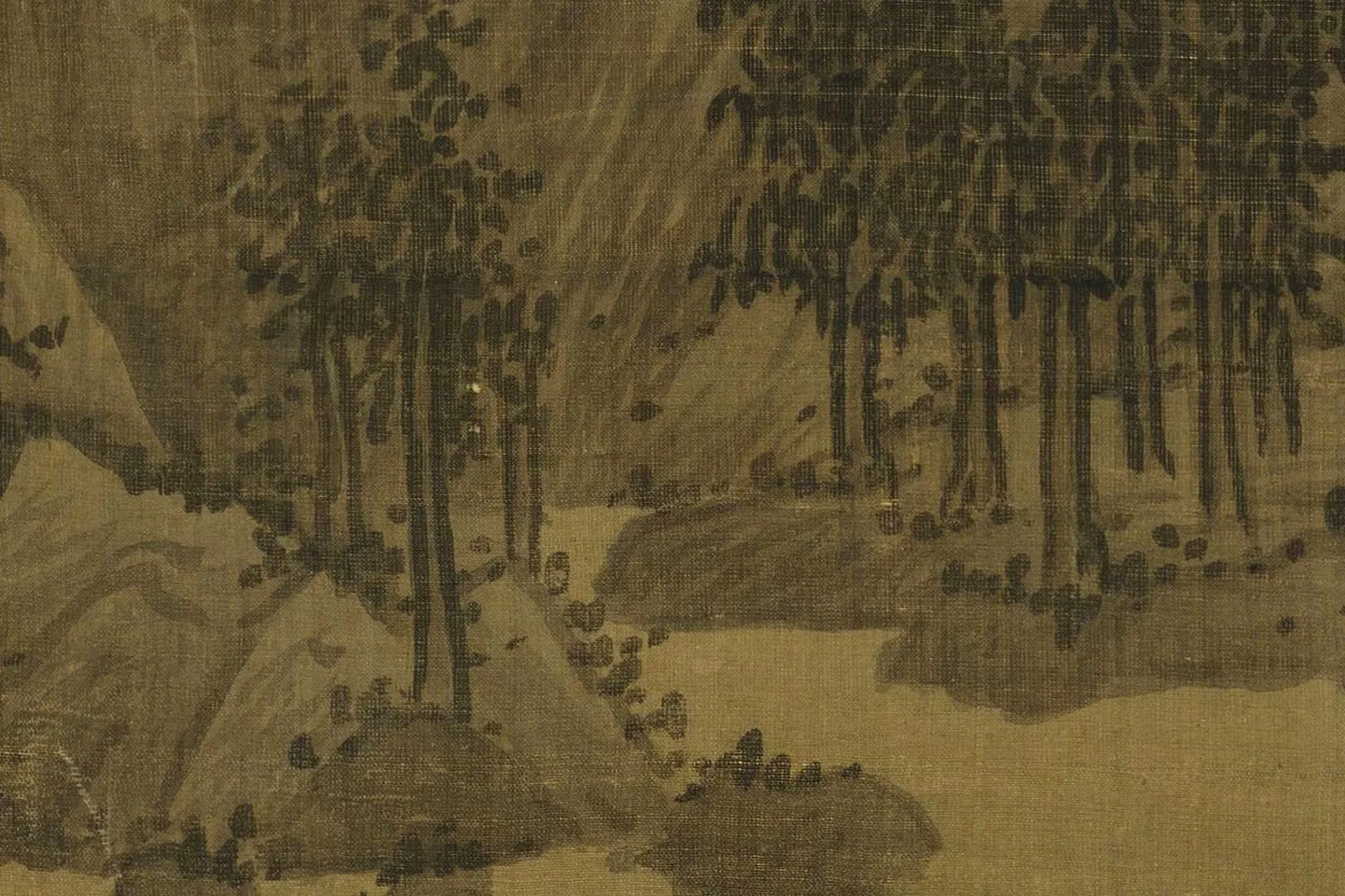 吴镇山水画《清江春晓图》局部 (4)