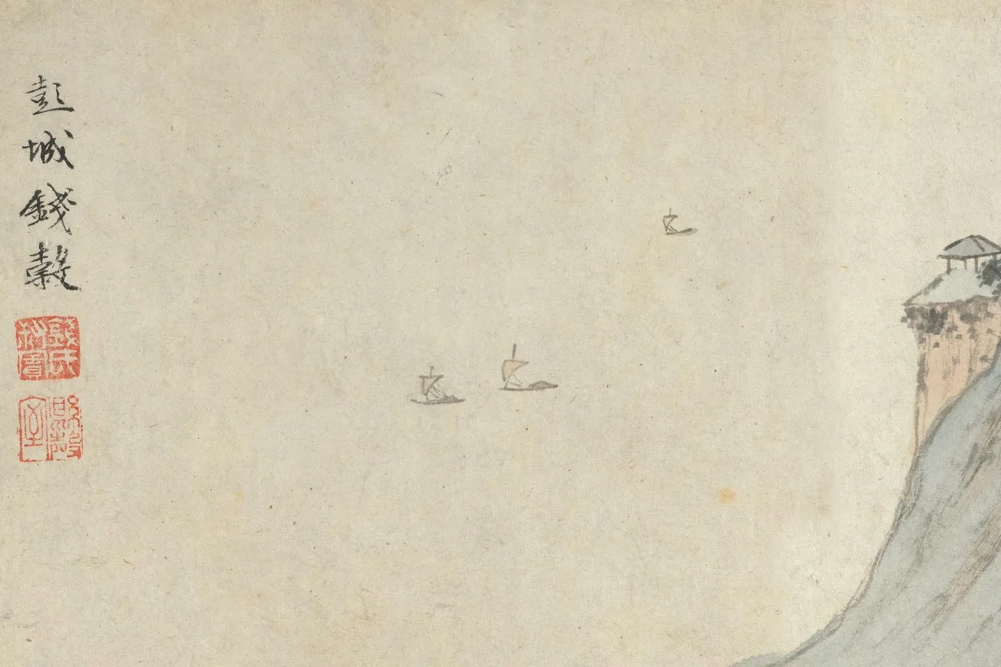 明钱谷山水画《石湖图》局部 (7)