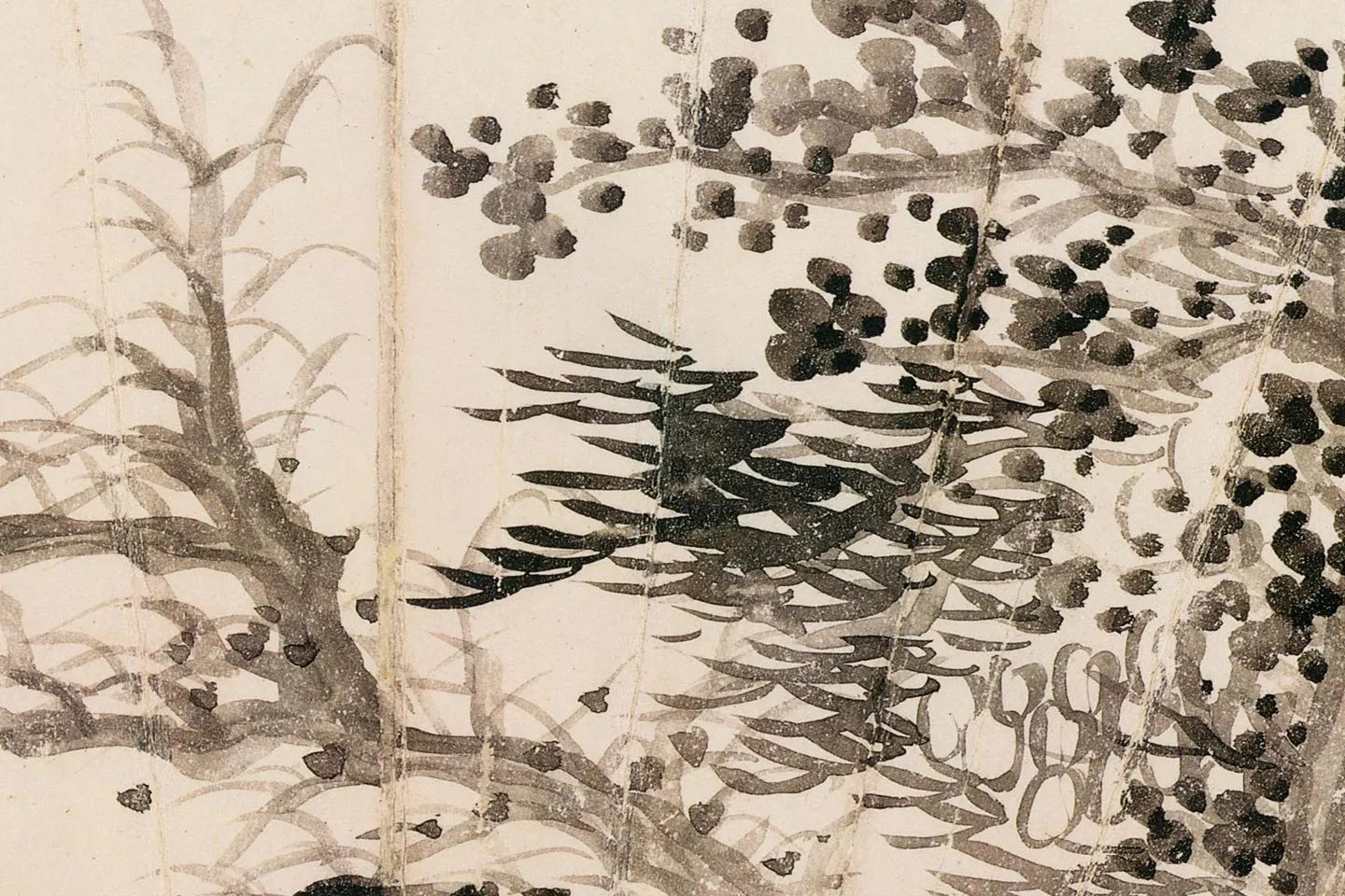 清龚贤山水扇面《林木桥亭图》局部 (2)