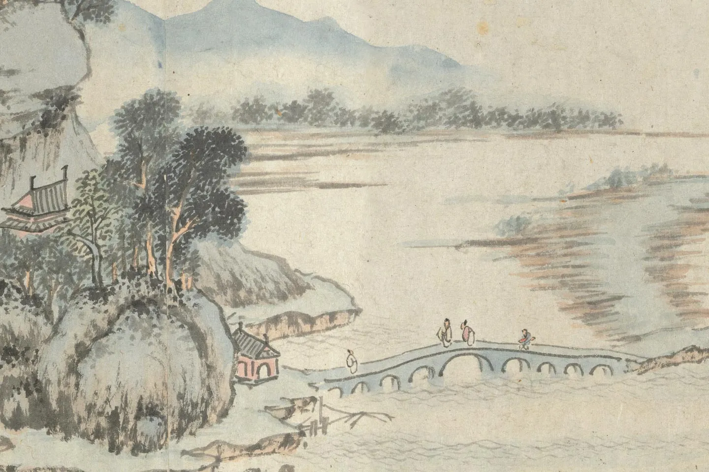 明钱谷山水画《石湖图》局部 (5)