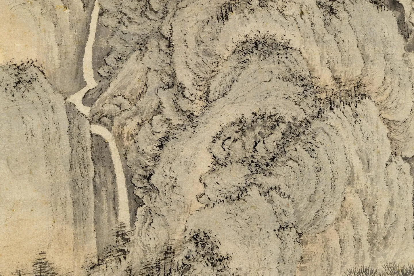 王蒙山水画《松窗高士图》局部 (3)