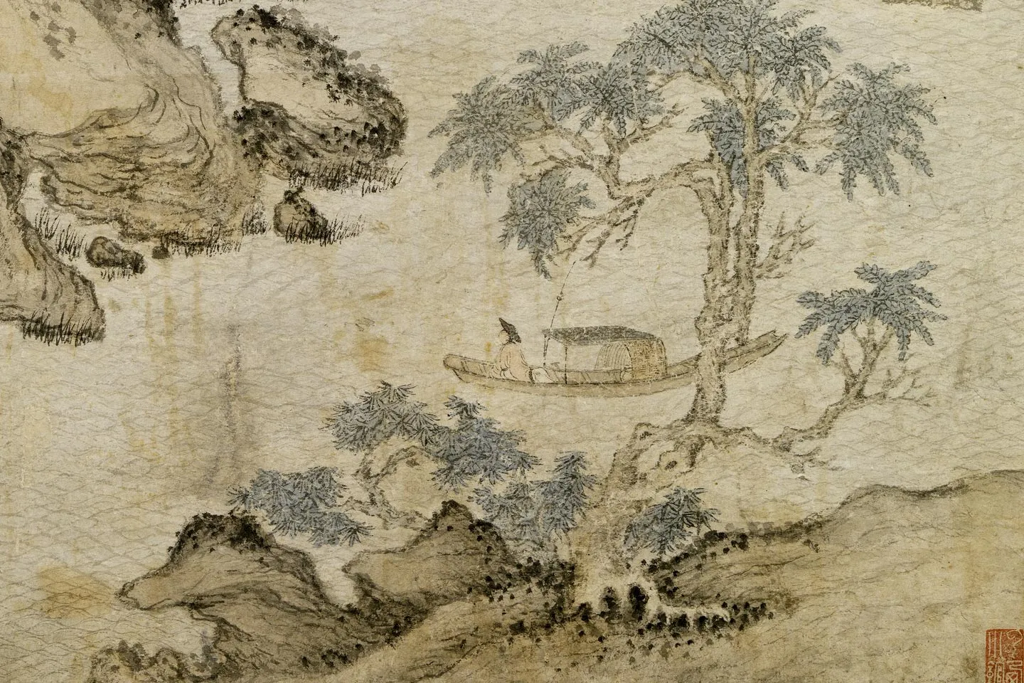 王蒙山水画《幽林清逸图》局部 (4)