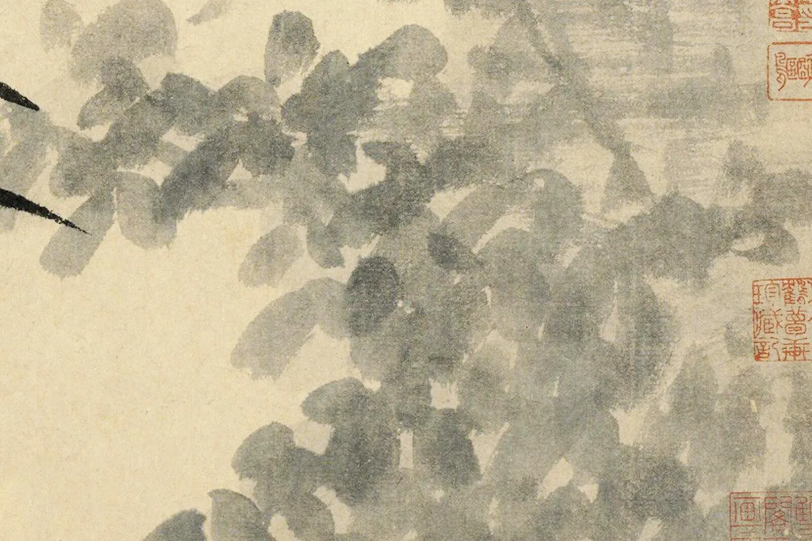 吴镇水墨竹《悬崖竹图》局部 (4)