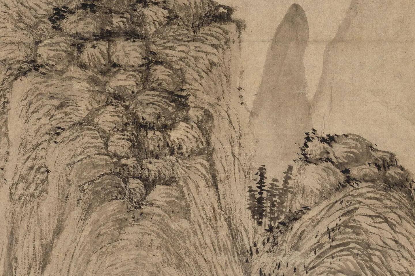 王蒙山水《画兰亭雪霁图》局部 (2)