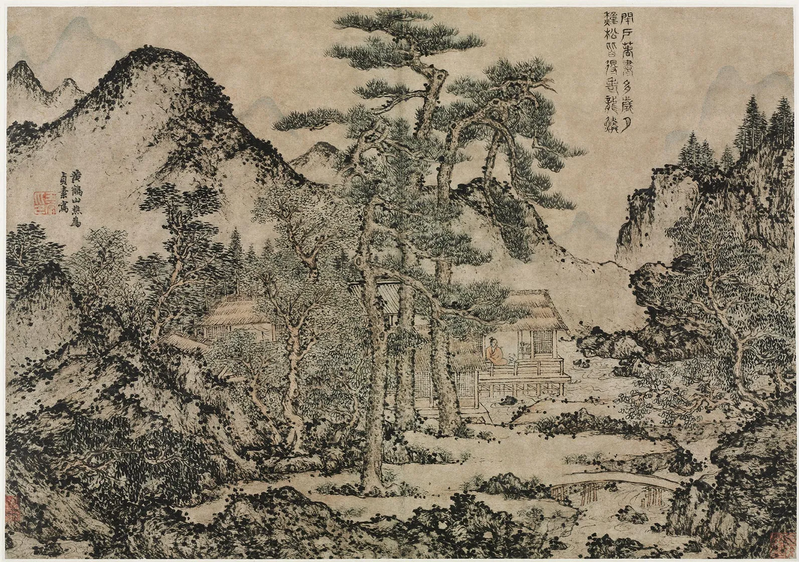 王蒙《松下著书图》