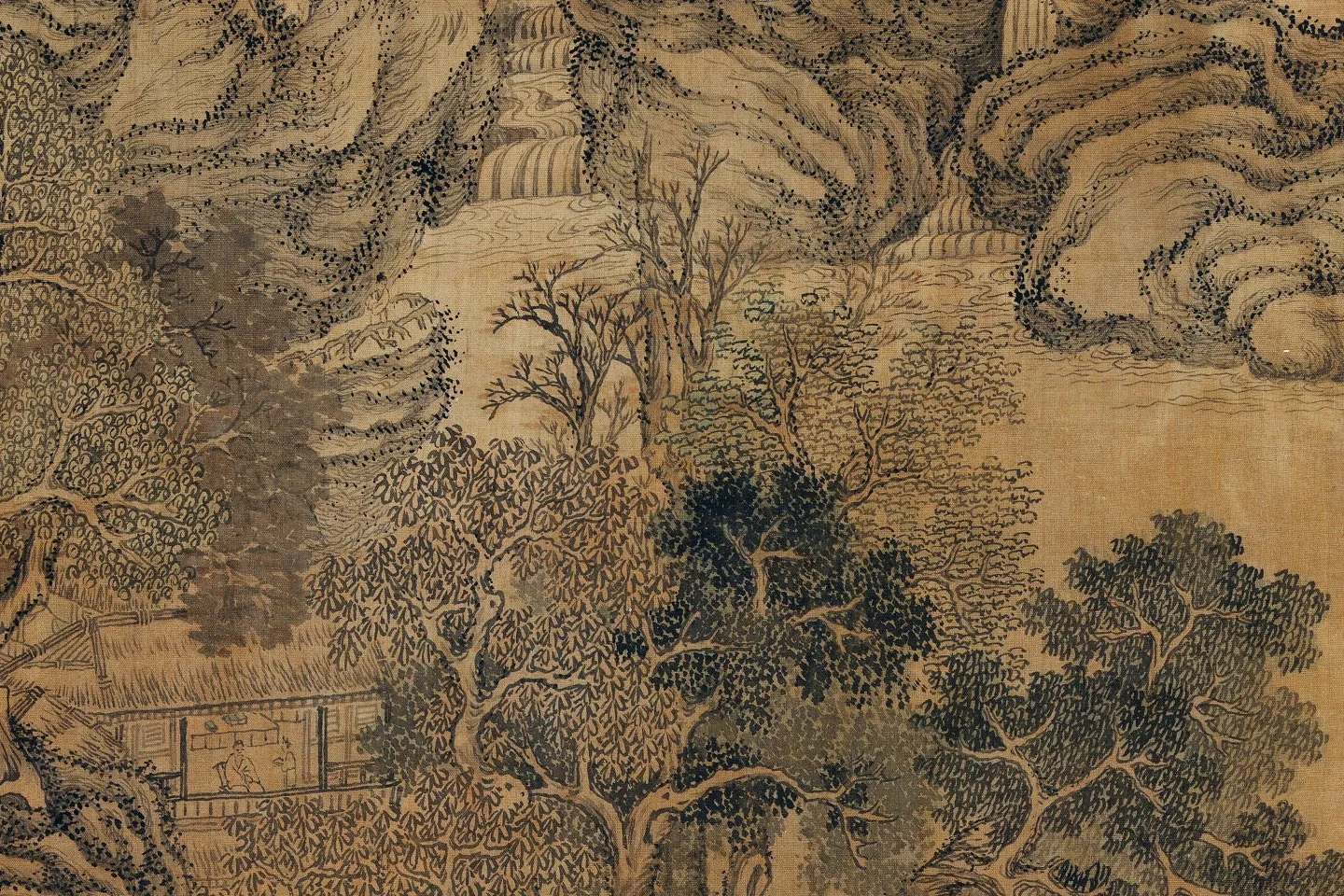 元王蒙画山水轴局部 (7)