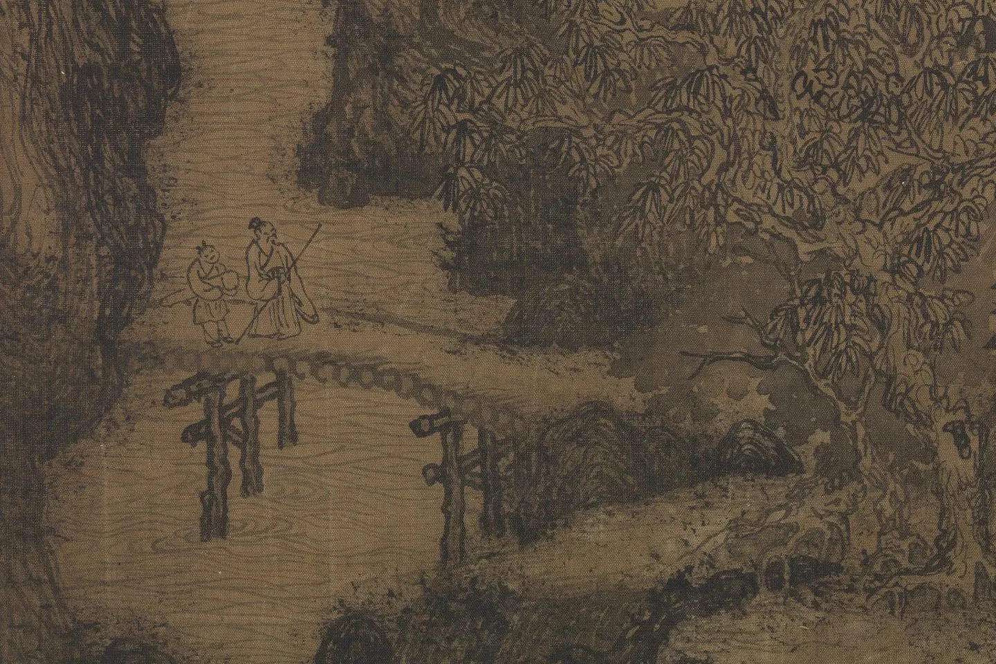 王蒙山水画《深林叠嶂图》局部 (4)