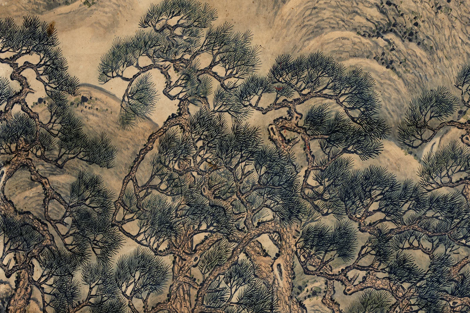 传宋赵令穰山水画《七松图》局部 (2)