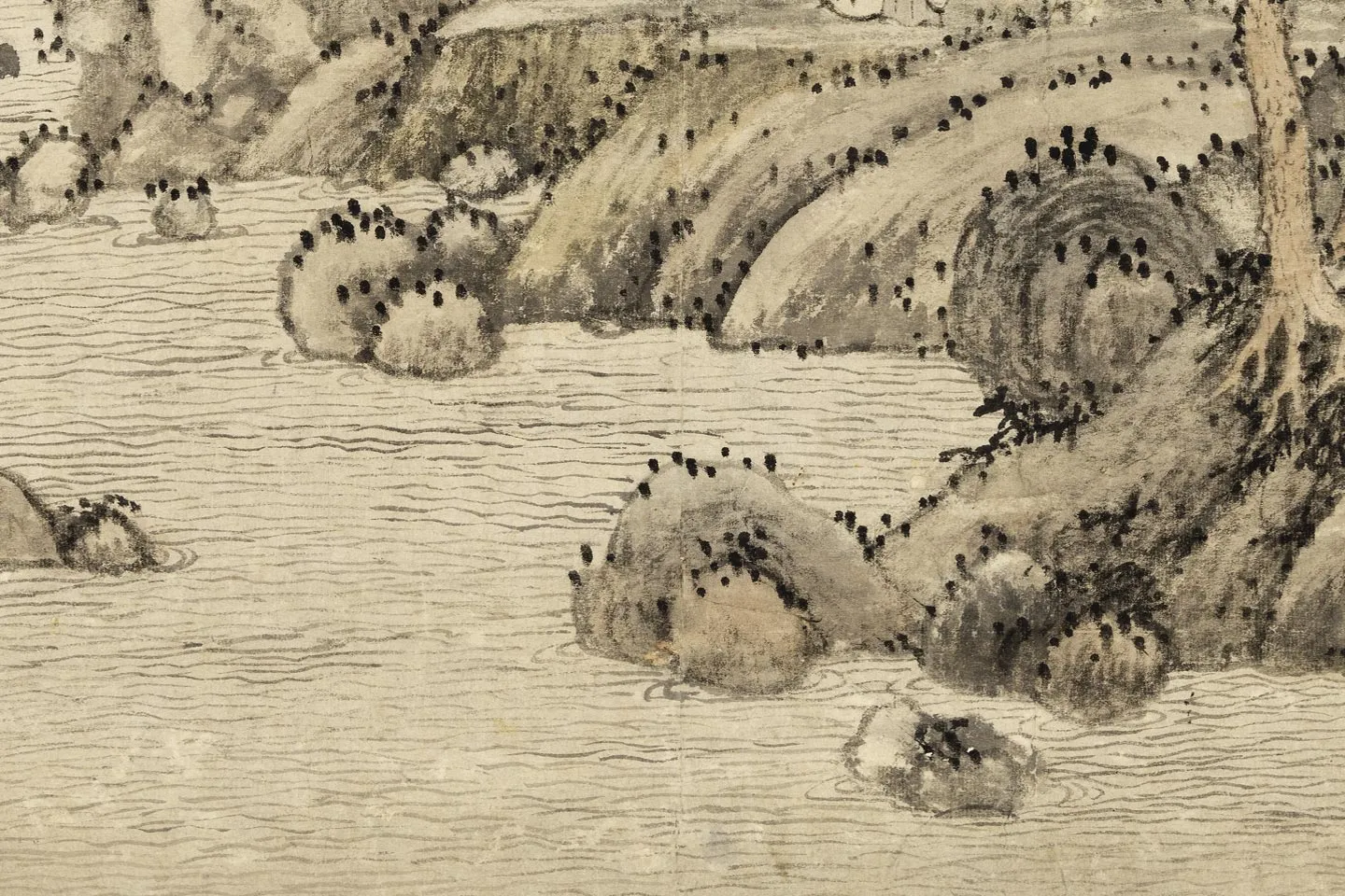 王蒙山水《画荆溪湿翠图》局部 (1)