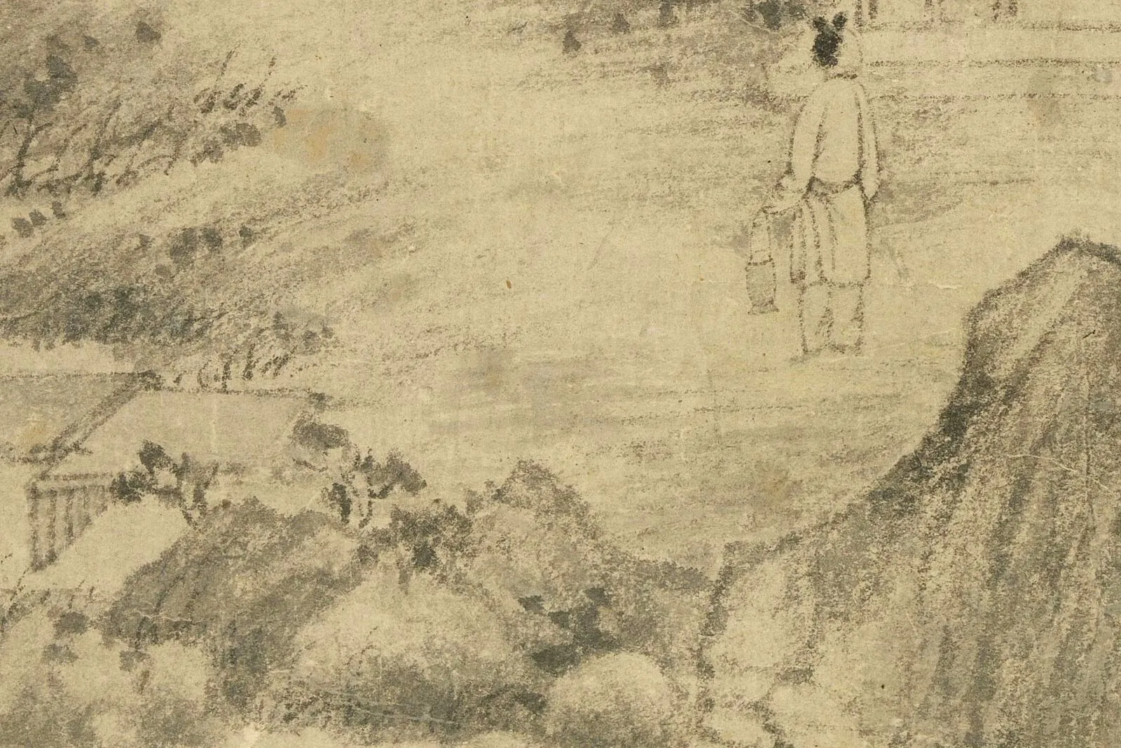 王蒙山水画《谷口春耕图》局部 (7)