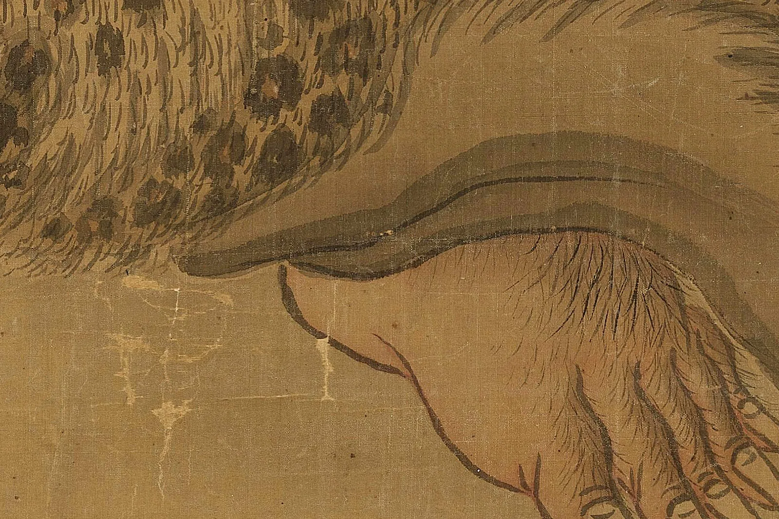 马麟《伏羲坐像轴》高清大图局部 (4)