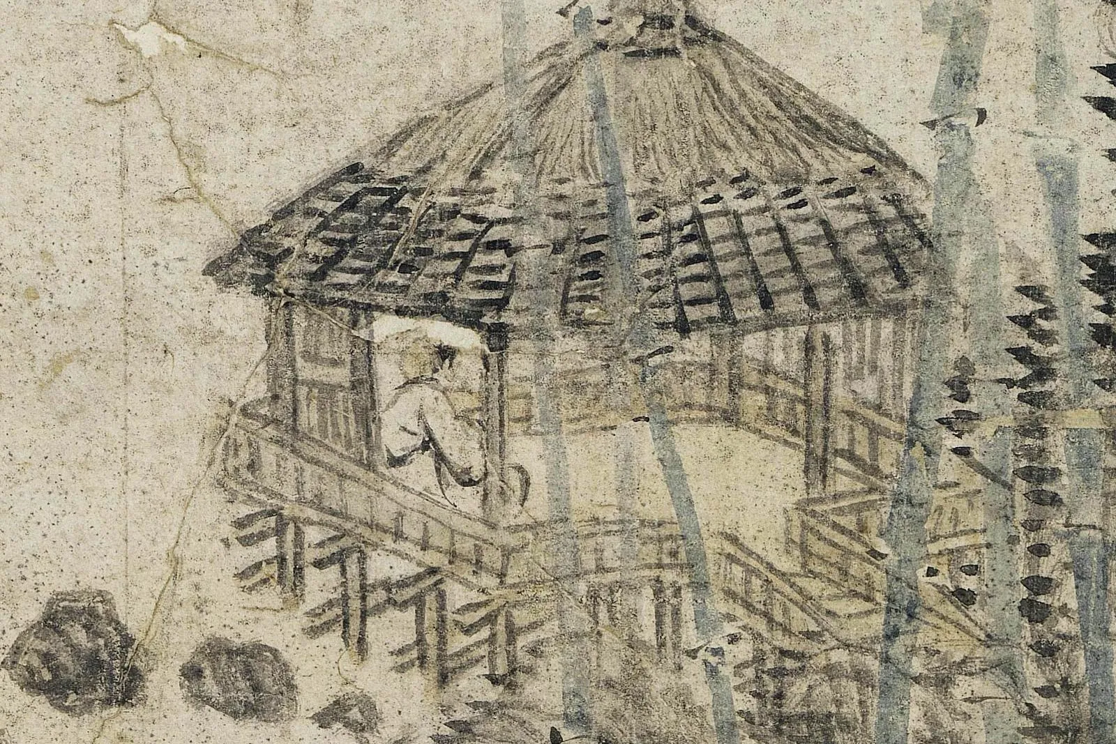 王蒙《修竹远山图》局部 (6)