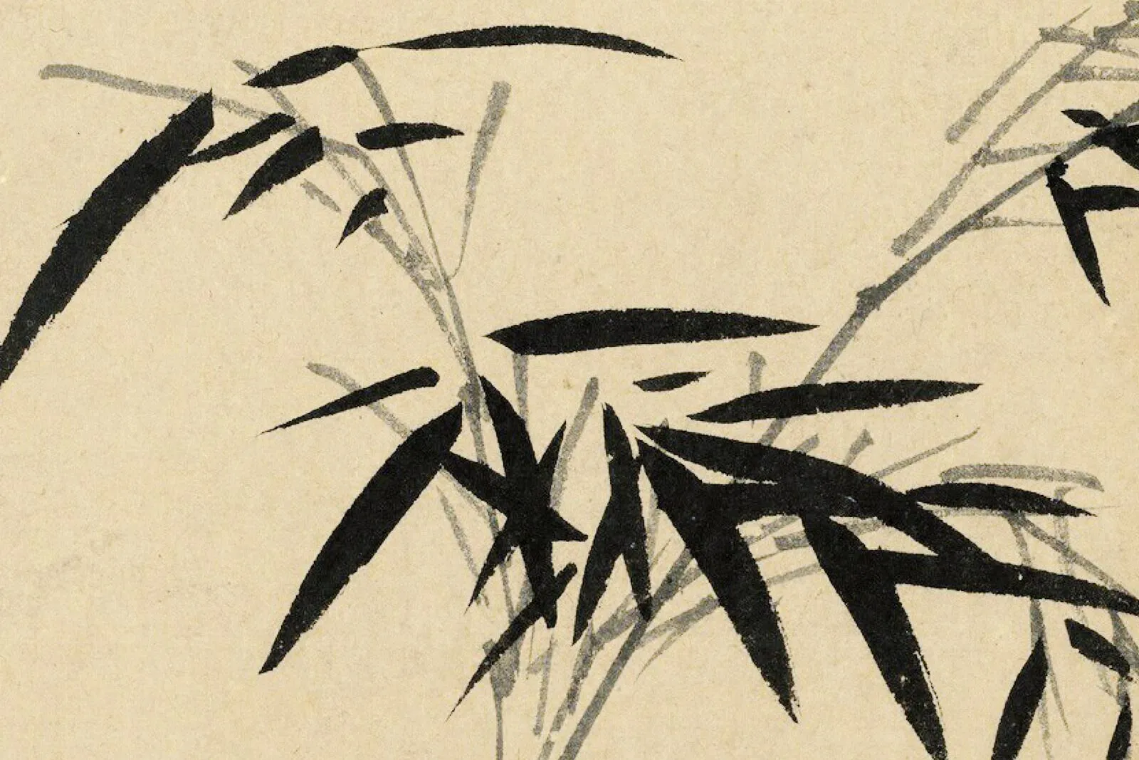 吴镇水墨竹《一片江南雨》局部 (3)