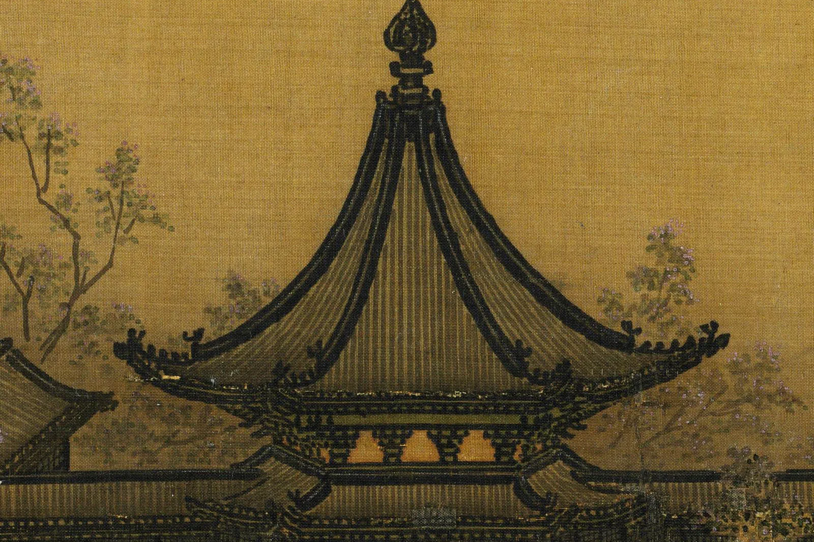 马麟《秉烛夜游图》纨扇页局部 (1)