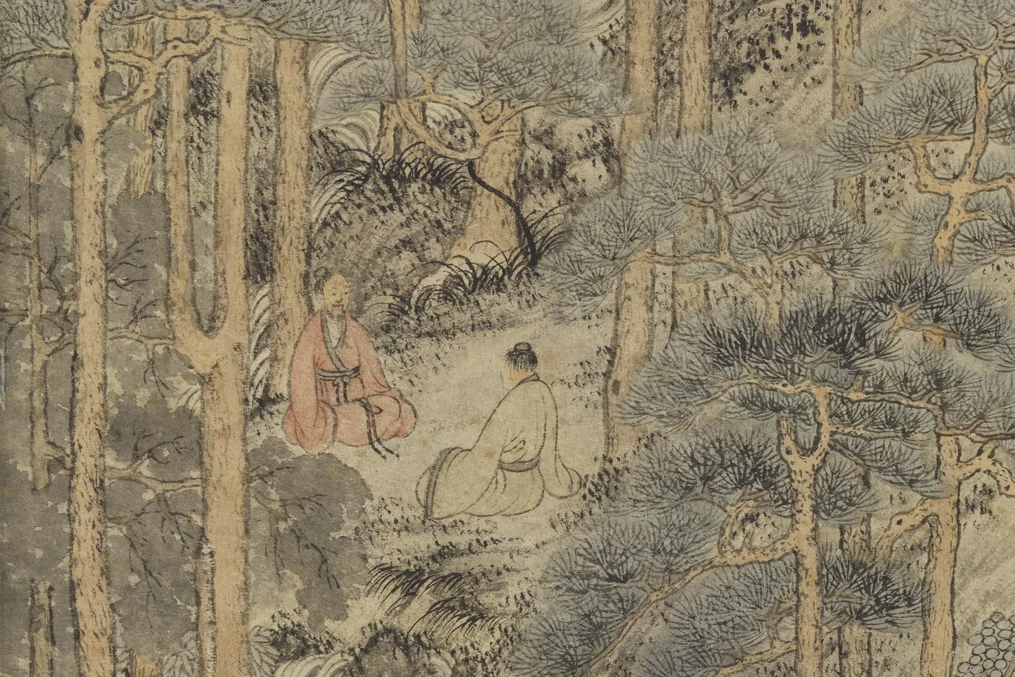 王蒙山水画《坐听松风图》局部 (6)