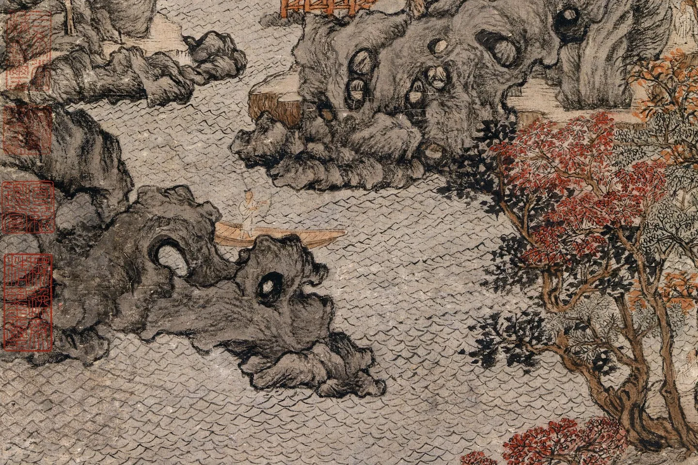 王蒙山水画《具区林屋图》局部 (3)