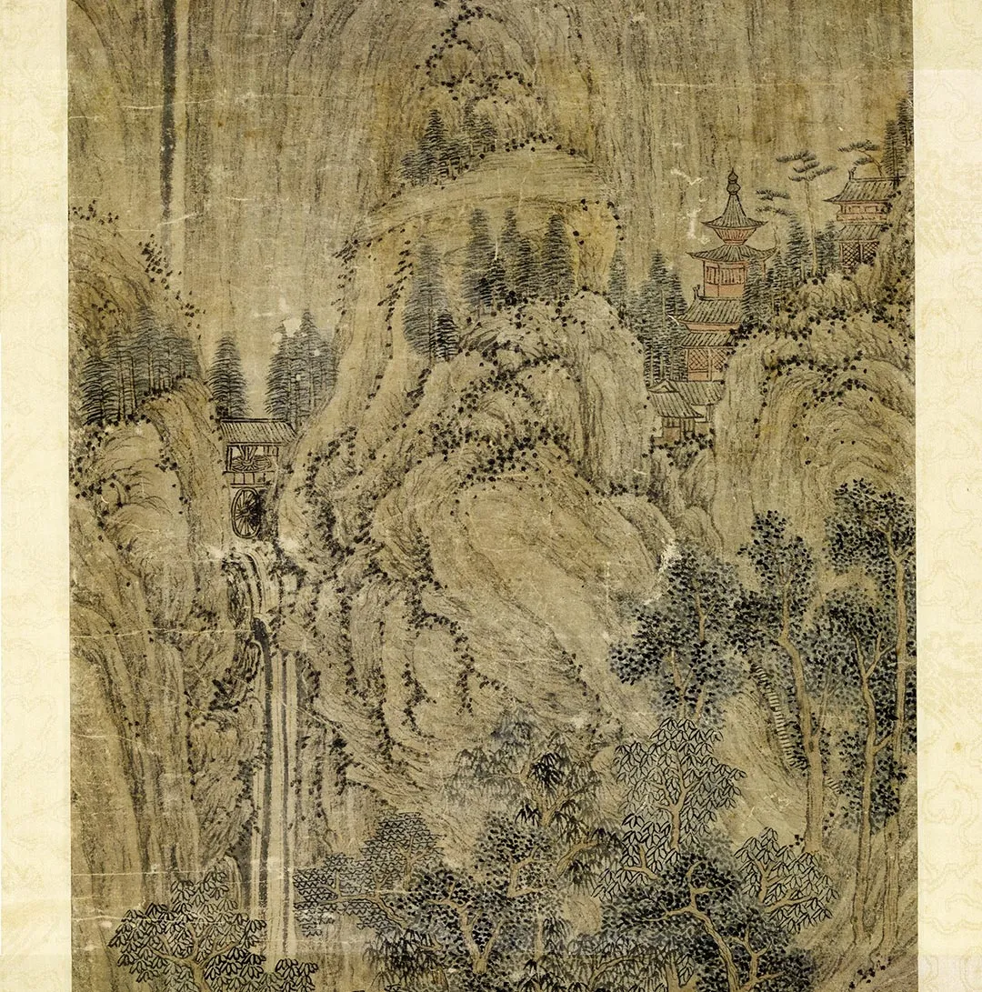 王蒙山水画《长松飞瀑图》_02