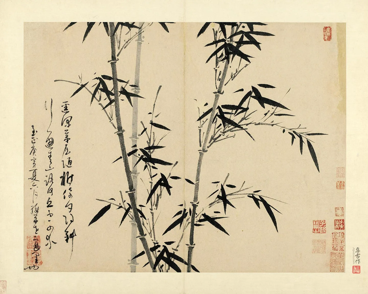 吴镇水墨竹《迳深竹倚图》页