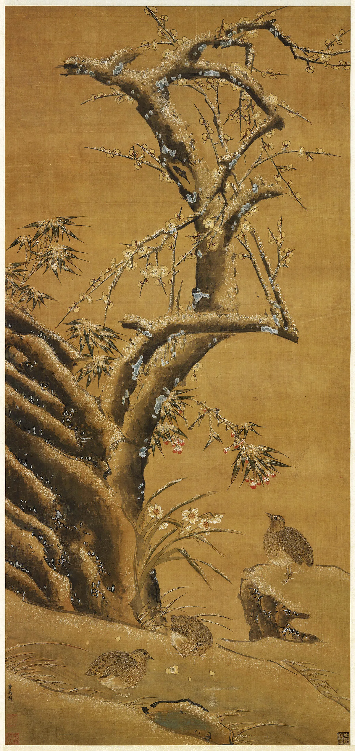 宋马麟画花鸟轴