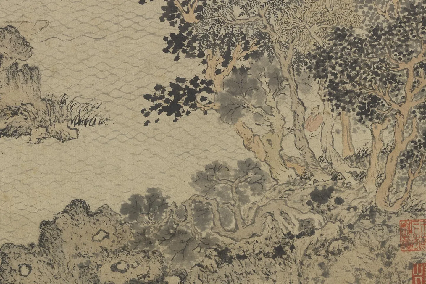 王蒙《秋山读书图》局部 (1)